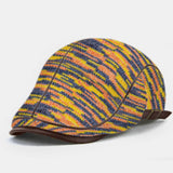 Collrown,Contrast,Color,Stripe,Pattern,Casual,Youth,Winter,Knitted,Forward,Beret