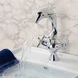 Creative,Dolphin,Shape,Double,Handle,Basin,Mixer,Chrome,Finish,Faucet