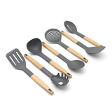 Wooden,Handle,Silicone,Kitchenware,Outdoor,Camping,Tableware,Portable,Multi,Cooking,Tools