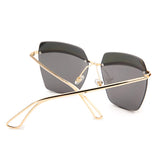 UV400,Women,Sunglasses,Rimless,Golden,Frame,Metal,Mercury,Square,Glasses