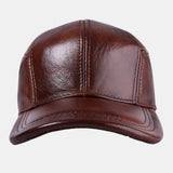 Winter,Adjustable,Genuine,Leather,Windproof,Outdoor,Layer,Leather,Trucker,Baseball