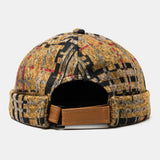 Unisex,Plush,Fabric,Plaid,Stitching,Round,Fashion,Landlord,Beanie,Skull,Brimless