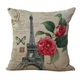 Paris,Eiffel,Tower,Printed,Pillow,Linen,Cushion,Cover