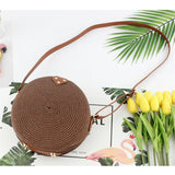 Women,Ladies,Rattan,Straw,Beach,Shoulder,Round,Woven,Summer,Holiday,Handbag,Outdoor,Travel