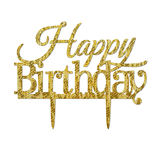 Honana,Happy,Birthday,Acrylic,Topper,Golden,Shining,Party,Decoration