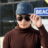 Leather,Solid,Color,Sunscreen,Casual,Forward,Beret