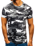Men's,Casual,Breathable,Short,Sleeve,Camouflage,Digital,Printing,Round,Hiking,Fishing,Training