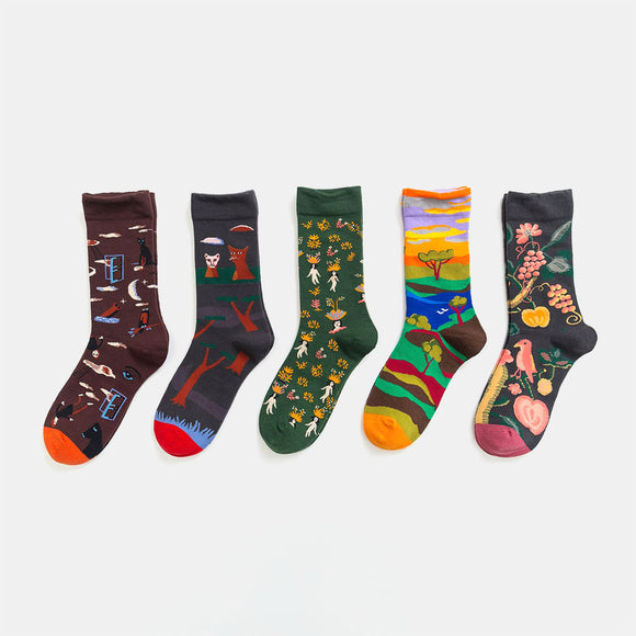 Unisex,Literature,Colorful,Patchwork,Color,Animal,Pattern,Socks