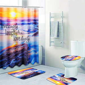 Sandy,Beach,Waterproof,Bathroom,Shower,Curtain,Toilet,Cover