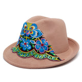 Women,Ethnic,Style,Floral,Embroidered,Outdoor,Protection,Fedora