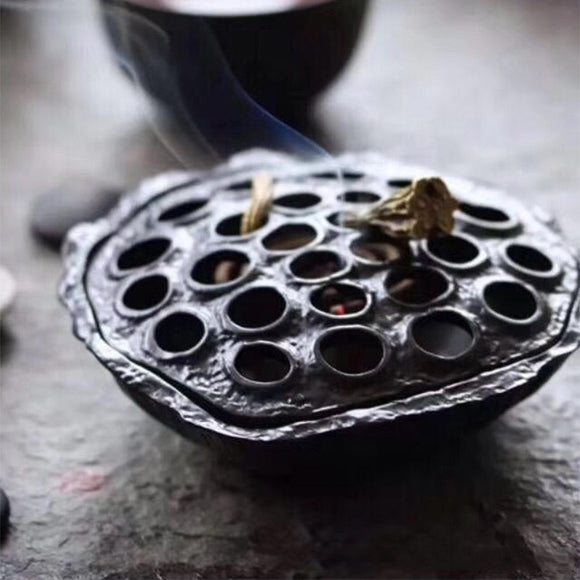 Lotus,Seedpod,Incense,Burner,Fresh,Alloy,Holder,Tibet,Meditation,Censer,Decor