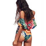 Women,Women,Lotus,Print,Swimsuits,Bodysuits,Ladies,Beach,Shoulder,Piece,Jumpsuits