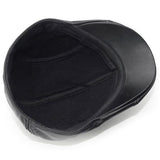 Men's,Black,Sheepskin,Beret,Cabbie,Winter,Forward,Adjustable