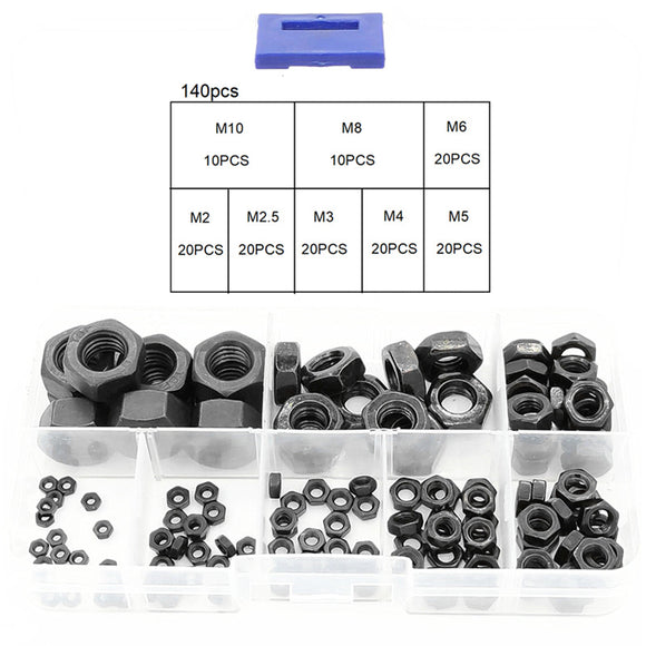 Suleve,MXCH13,140Pcs,Black,Carbon,Steel,Washer,Hexagonal