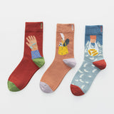 Unisex,Retro,Personality,Cotton,Patchwork,Color,Couple,Socks