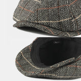 British,Style,Plaid,Pattern,Casual,Octagonal,Beret