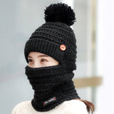 Women,Winter,Plush,Thicken,Beanie,Scarf,Earmuffs,Skull