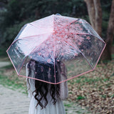 SaicleHome,Romantic,Cherry,Blossoms,Transparent,Umbrella,Folding,Umbrella