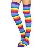 VONDA,Womens,Striped,Thigh,Rainbow,Girls,Socks,Stocking