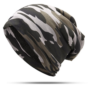 Camouflage,Winter,Velvet,Slouchy,Beanie,Casual,Earmuffs,Skull