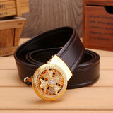 Business,125CM,Genuine,Leather,Embossed,Waist,Alloy,Automatic,Buckle