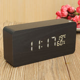 Voice,Control,Wooden,Wooden,Rectangle,Temperature,Digital,Alarm,Clock,Humidity,Thermometer