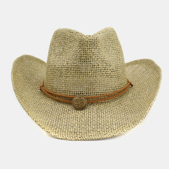 Unisex,Sunscreen,Travel,Beach,Cowboy,Style,Adjustable,String,Straw