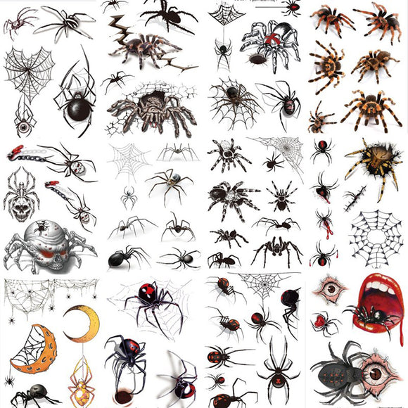 Halloween,Waterproof,Tattoo,Sticker,Black,Spider,Temporary,Tattoo,Flash,Decor,Decoration