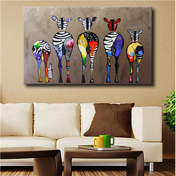 Painted,Paintings,Colorful,Zebra,Modern,Decoration,Paintings