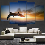Dolphin,Sunset,Canvas,Print,Paintings,Poster,Picture,Decor,Unframed