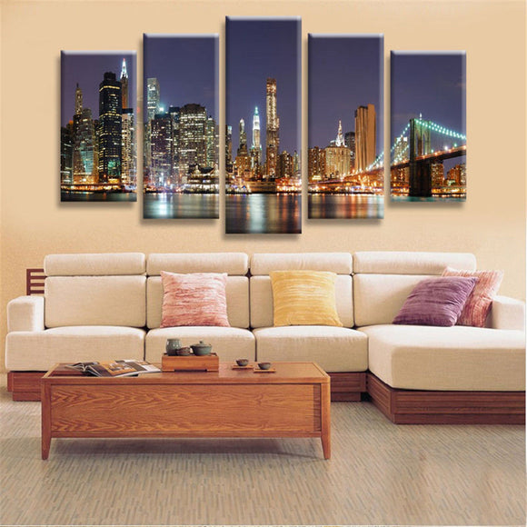 Cityscape,Night,Canvas,Print,Paintings,Picture,Decor