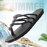Genuine,Leather,Sandals,First,Layer,Leather,Sandals,Flops,Fashion,Weaving
