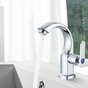 Bathroom,Basin,Faucet,Curved,Single,Handle,Electroplate,Chrome,Finish,Mount