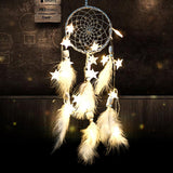 Handmade,Dream,Catcher,Feathers,Beads,Hanging,Decorations,Stars,String,Lights