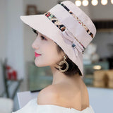 Women,Summer,Printed,Cotton,Fisherman,Foldable,Sunshade,Bucket
