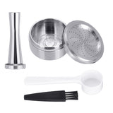 Stainless,Steel,Refillable,Coffee,Capsule,Reusable,Coffee,Holder,Coffee,Spoon,Brush,Nespresso