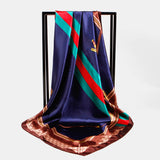 Women,Imitation,Floral,Stripe,Pattern,Elegant,Square,Scarf,Shawl