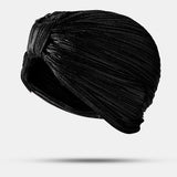 Women,Pleated,Beanie,Solid,Color,Simple,Turban