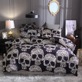 Black,White,Skull,Printed,Quilt,Cover,Pillowcase,Halloween,Style,Bedding