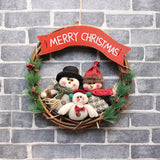 Christmas,Rattan,Wreath,Decorations,Santa,Claus,Snowman,Garland