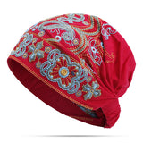 Women,Vintage,Beanie,Ethnic,Embroidery,Flowers,Slouch,Cotton,Skullcap
