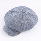 Women,Vintage,Linen,Octagonal,Casual,Solid,Painter,Newsboy