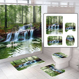 Waterfall,Scenery,Waterproof,Shower,Curtain,Carpets,Pedestal,Bathroom,Decoration