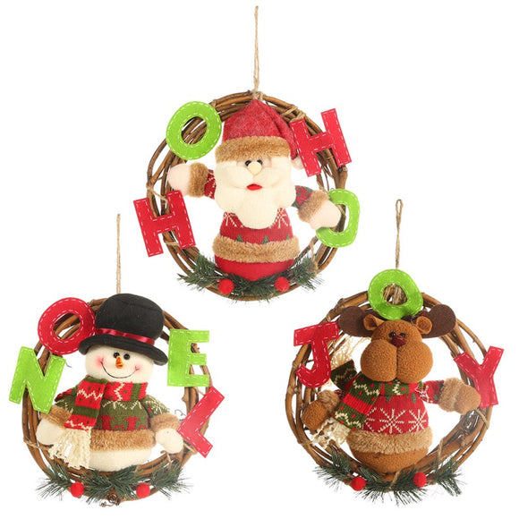 Loskii,Christmas,Decorations,Cartoon,Rattan,Pendant,Stereo,Garland,Ornaments,Hanging,Window,Dress