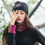 Women,Cotton,Embroidery,Flower,Printing,Ethnic,Style,Beanie,Breathable,Turban