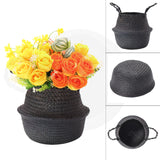 Black,Seagrass,Belly,Basket,Storage,Holder,Plant,Decoration,Storage,Baskets