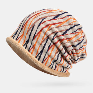Unisex,Velvet,Thickness,Riding,Outdoot,Stripe,Pattern,Scarf,Headgear,Beanie