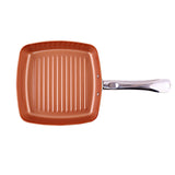 Copper,Square,Frying,Aluminum,Alloy,Striped,Frying,Grade,Physical,Nonstick