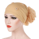 Women,Winter,Cotton,Earmuffs,Muslin,Chemical,Turban,Outdoor,Flexible,Rhinestone,Beanie
