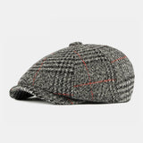 British,Style,Plaid,Pattern,Casual,Fashion,Octagonal,Beret